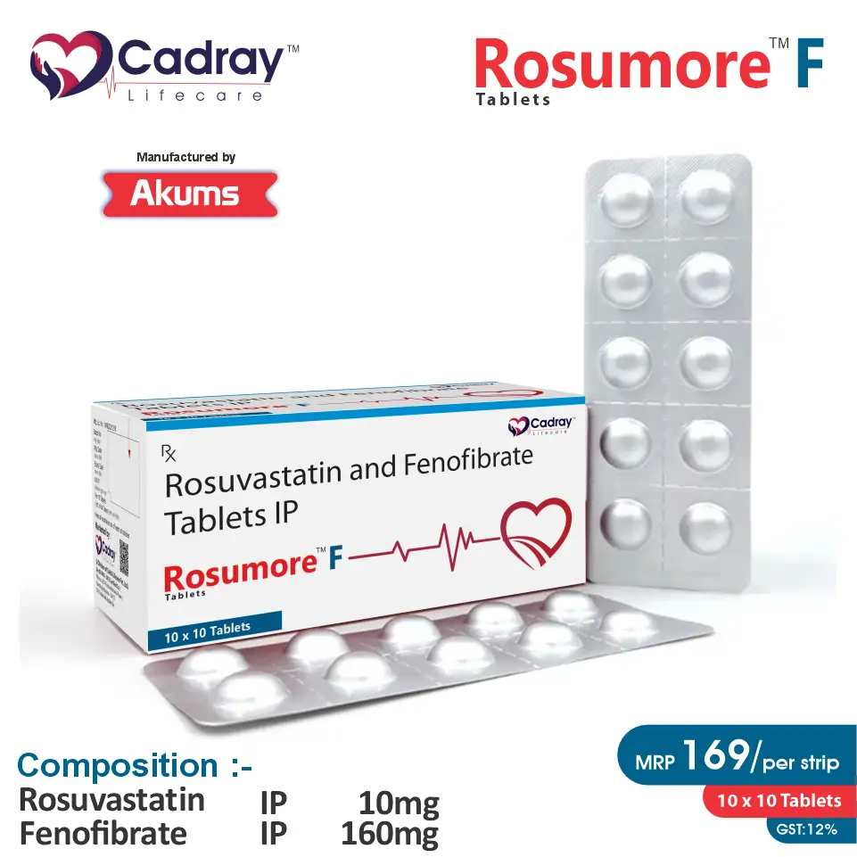 Rosuvastatin 5mg + Fenofibrate 160mg Tablet | Cardiovascular Care | Best Price for PCD Pharma Franchise